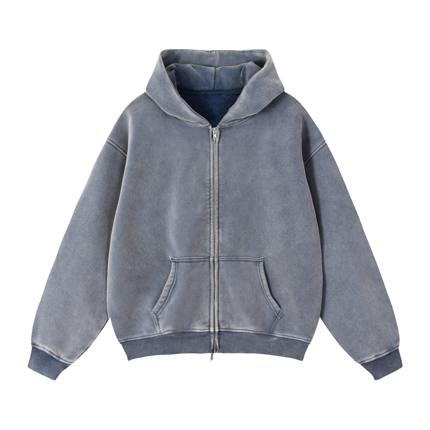 Zip-Through Boxy Fleece Hoodie | Oversized Unisex Streetwear Zip Hoodie
