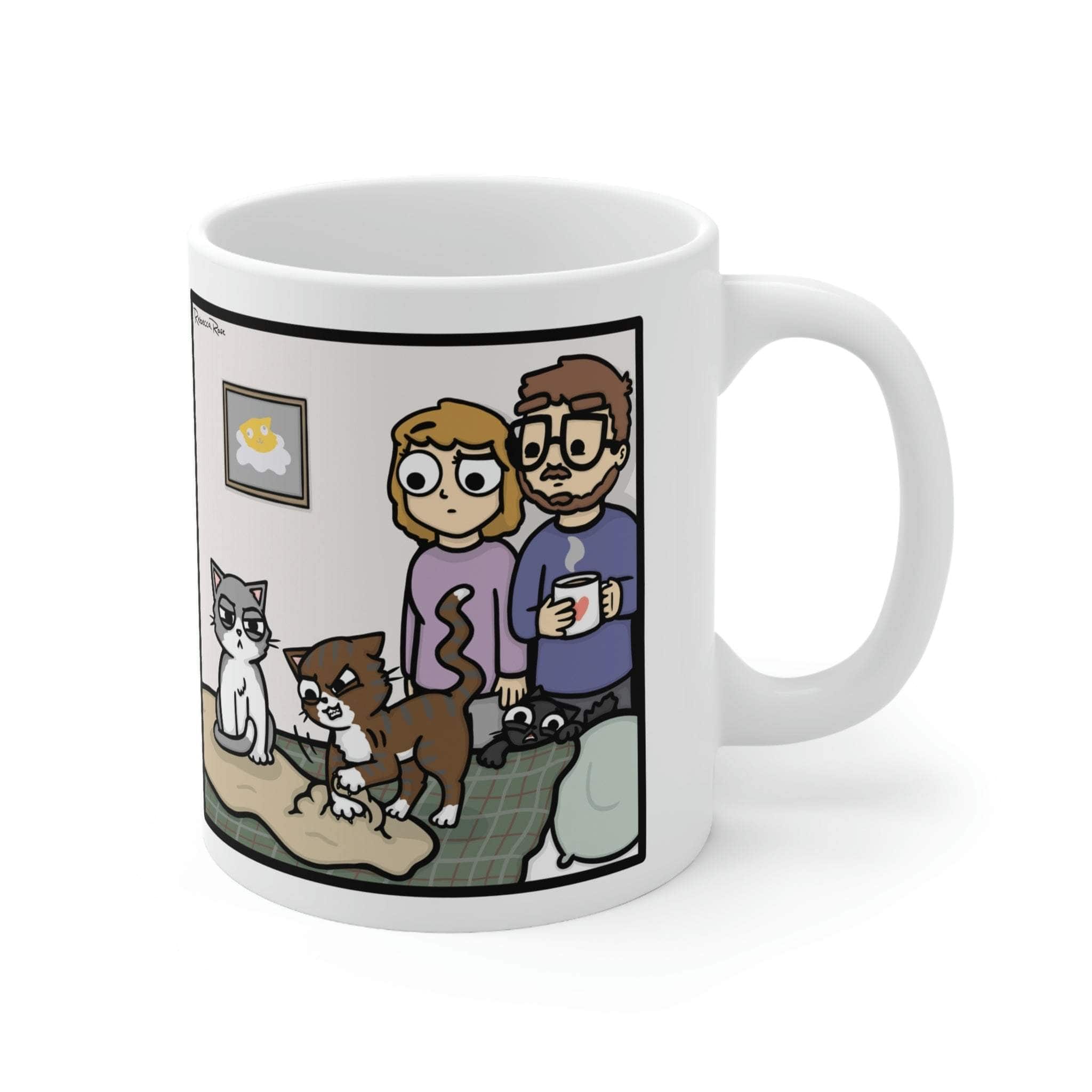 Ceramic Cafe de Cat Mug with playful cat design and comfortable handle for coffee lovers
