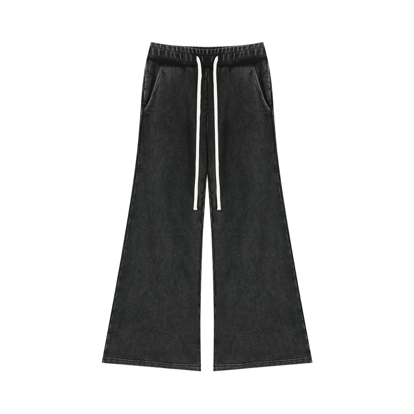 Women wearing mineral wash flared leg sweatpants in casual setting