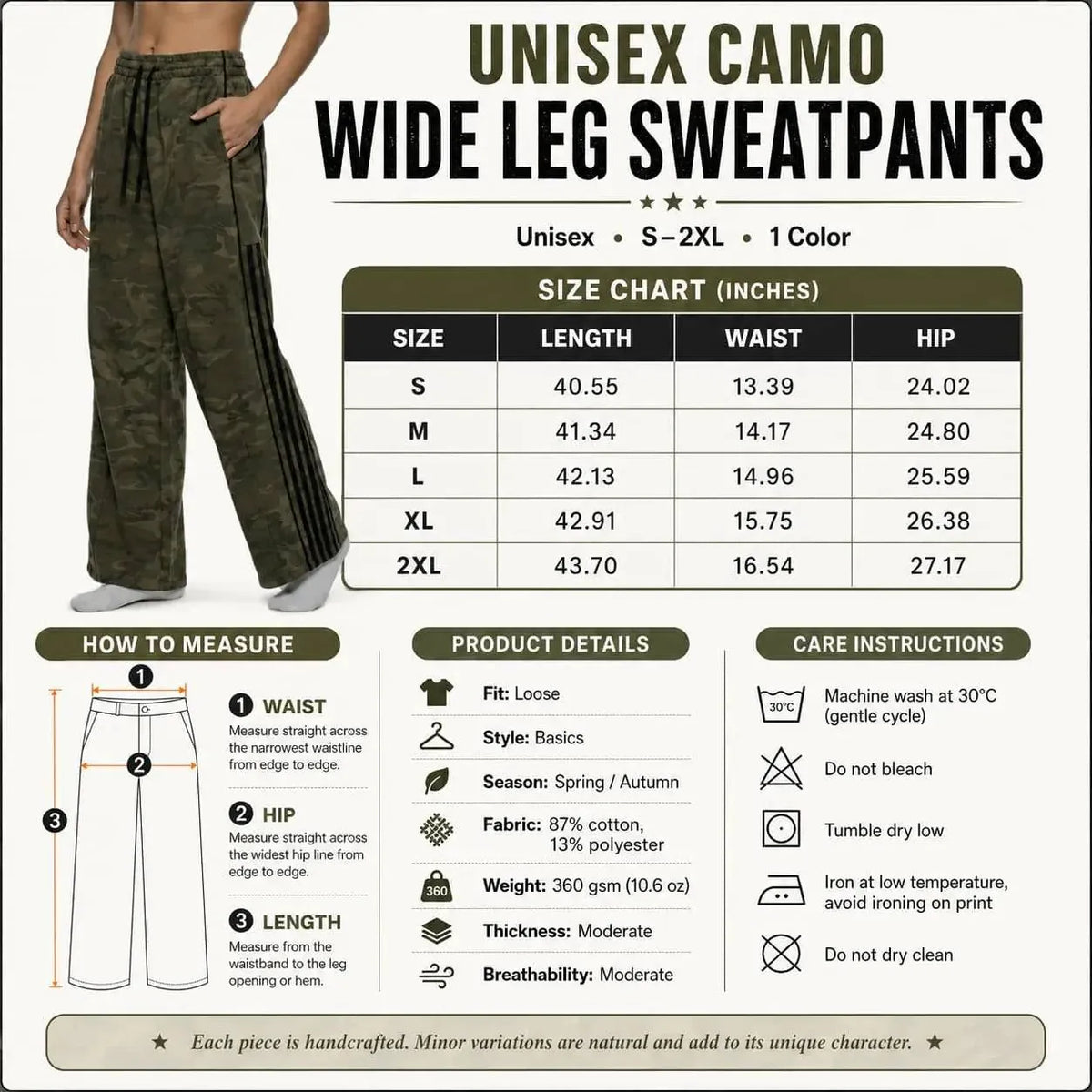 Unisex Camo Wide Leg Sweatpants – Loose Fit Streetwear Pants