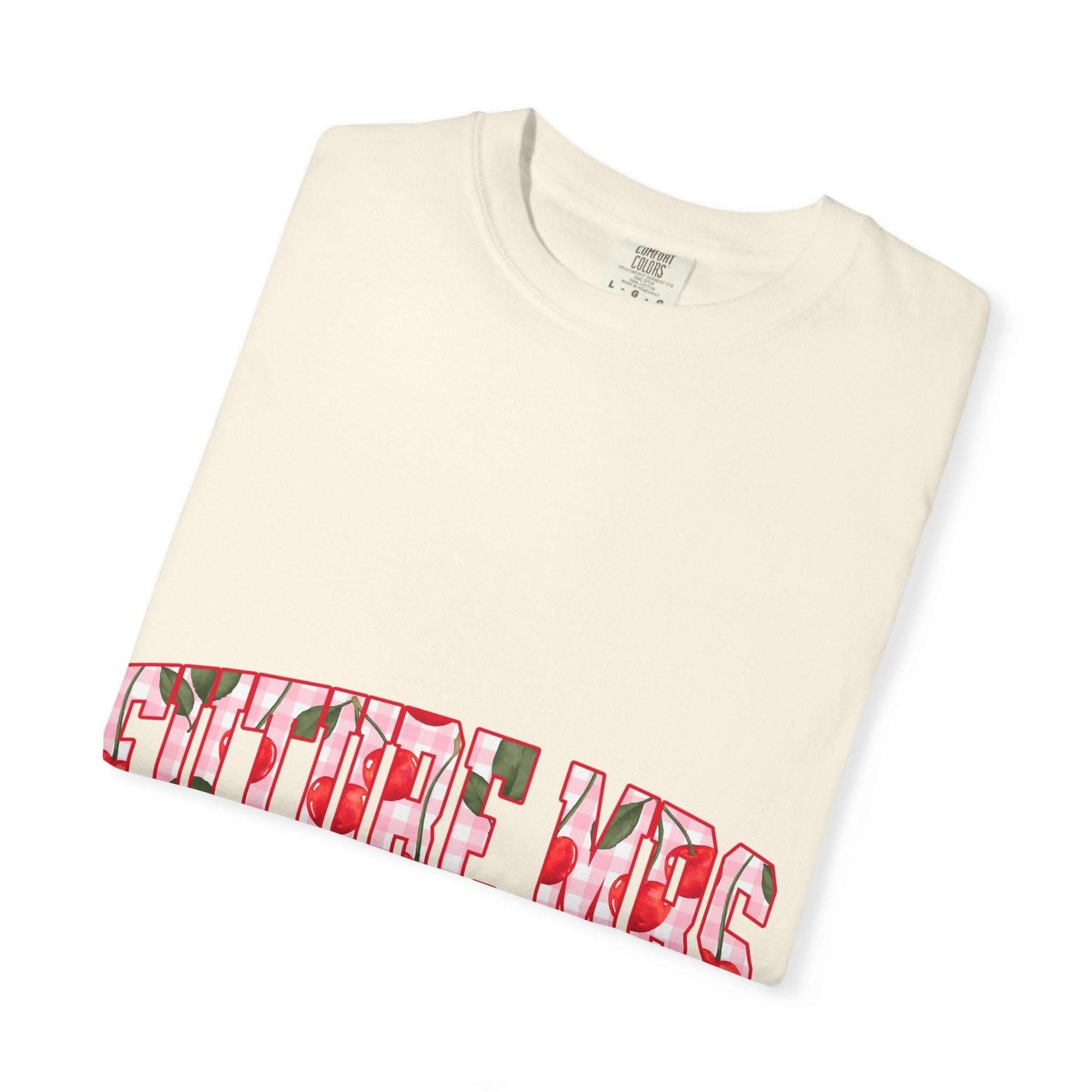 Future Mrs Cherry T-shirt in soft muted colors for brides-to-be