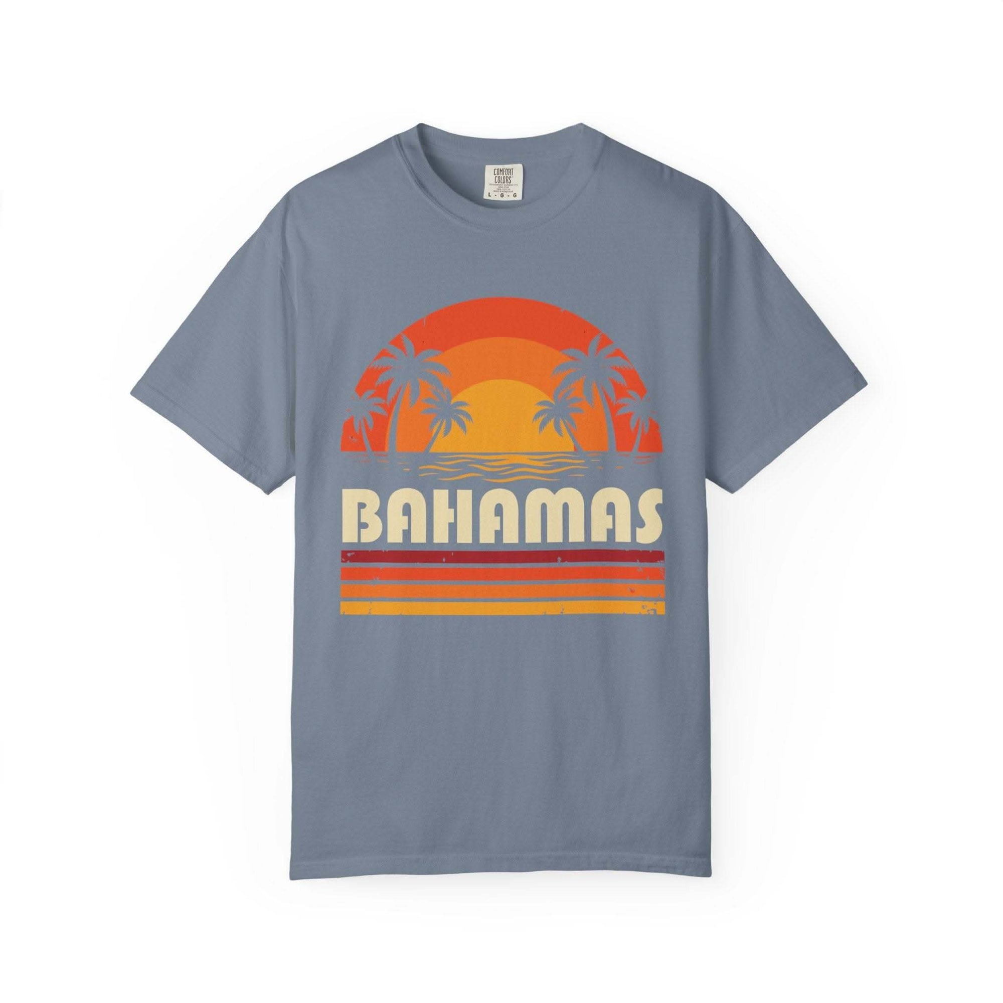 Bahamas Retro Sunset T-shirt | Palm Tree Beach Vacation Tee