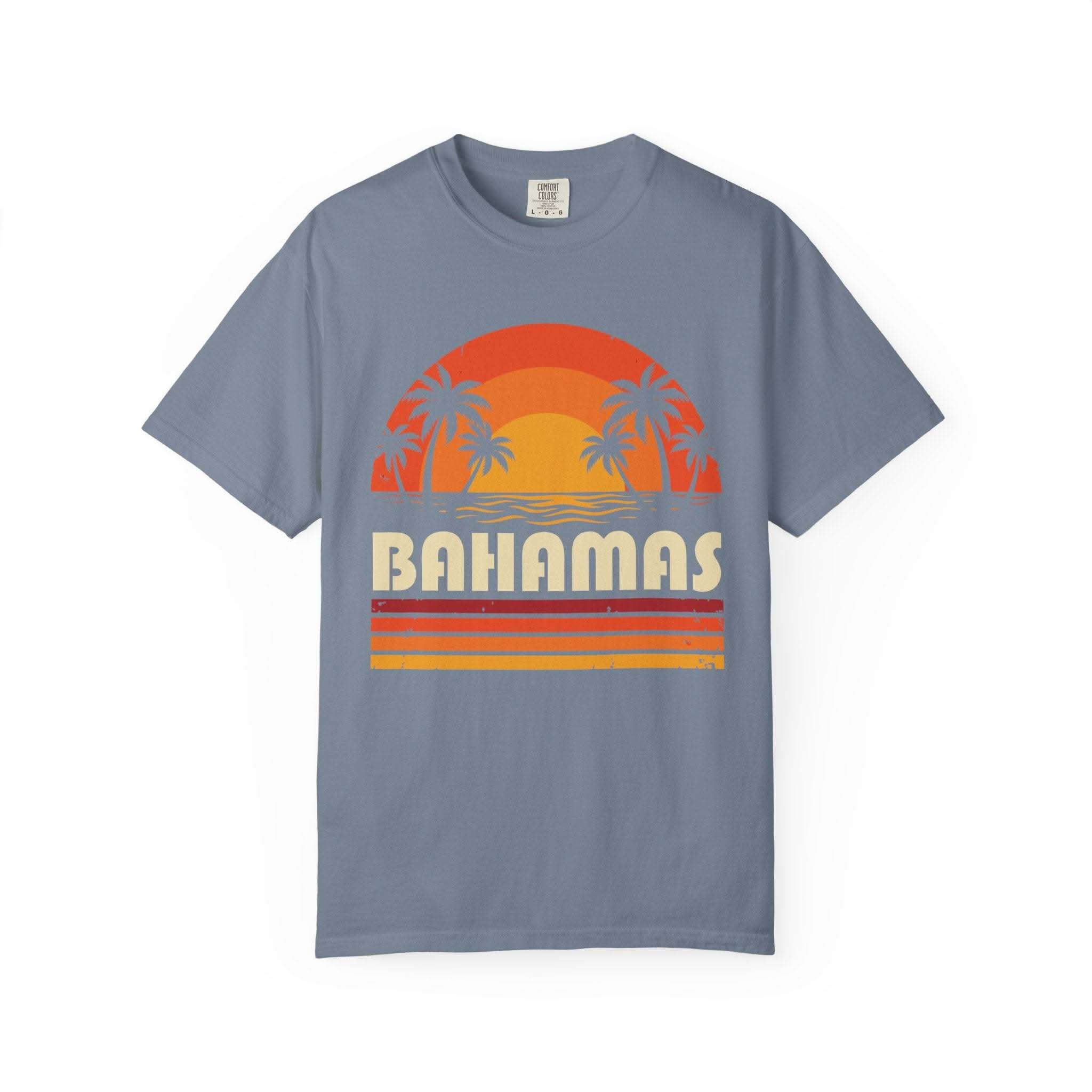 Bahamas Retro Sunset T-shirt | Palm Tree Beach Vacation Tee