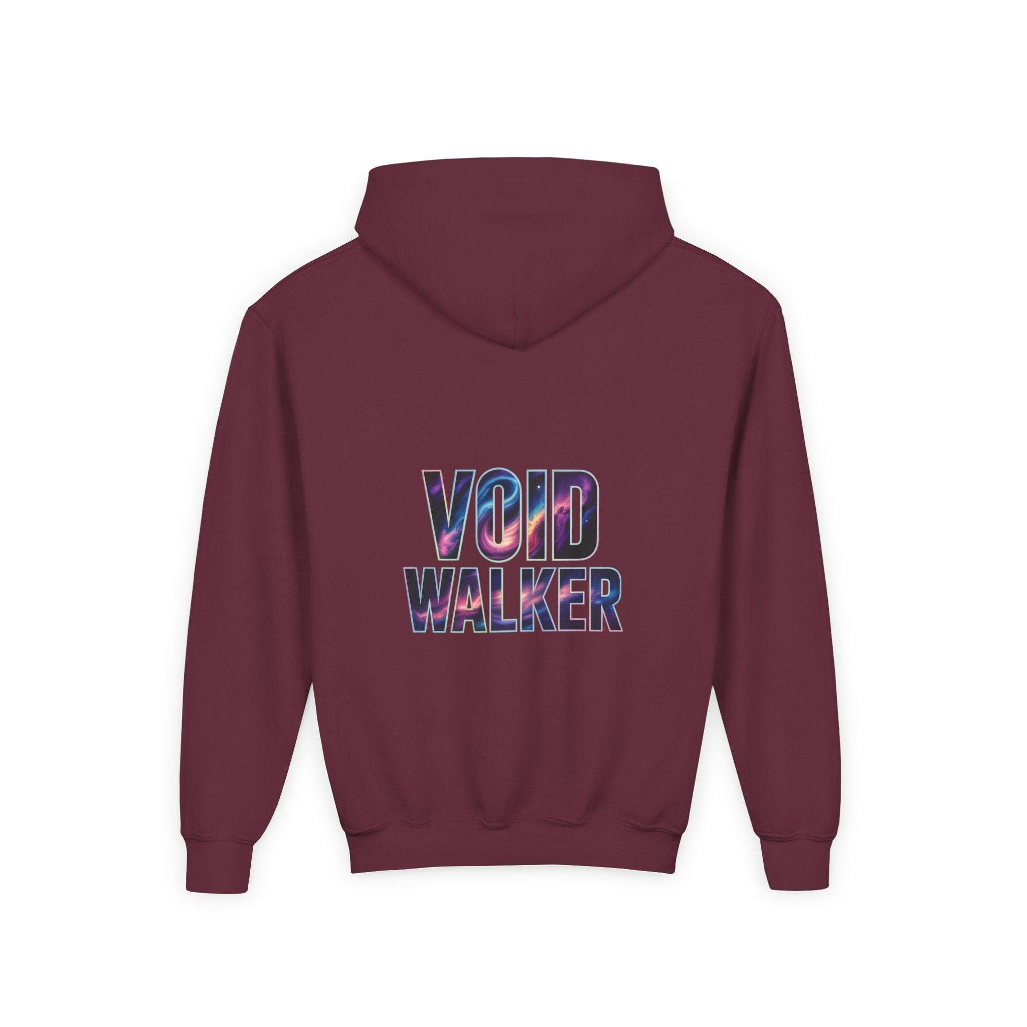 Kids maroon Galaxy Hoodie with Void Walker galaxy print design on the back