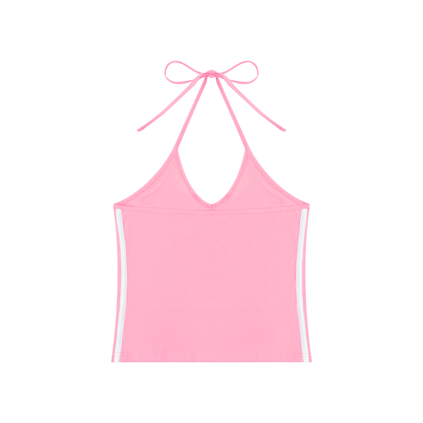 Women’s Color Block Halter Crop Tank Top with V-neck, backless slim fit, and sporty Y2K color block design