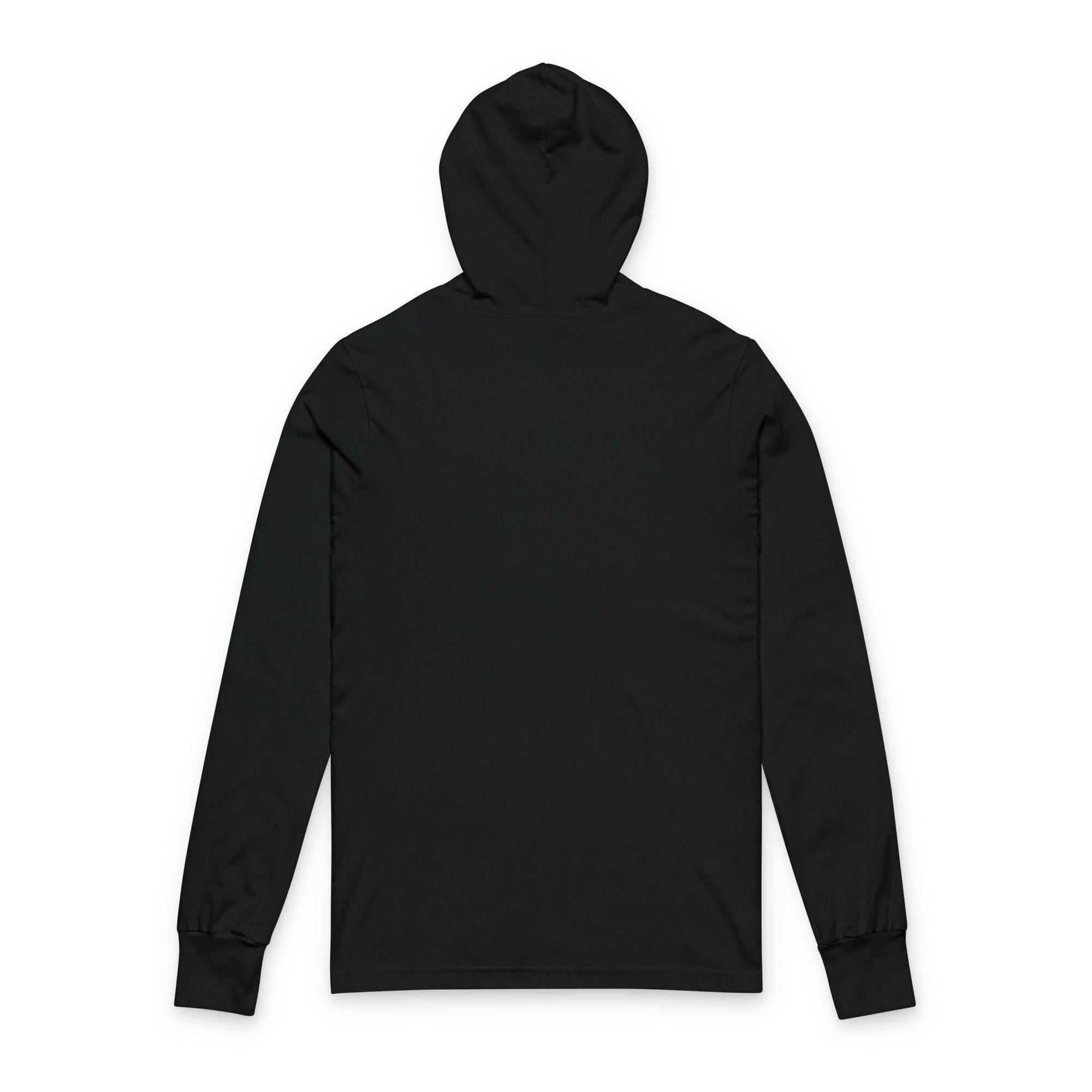 black Autism Awareness Hoodie long sleeve tee back view with hood and cuffs