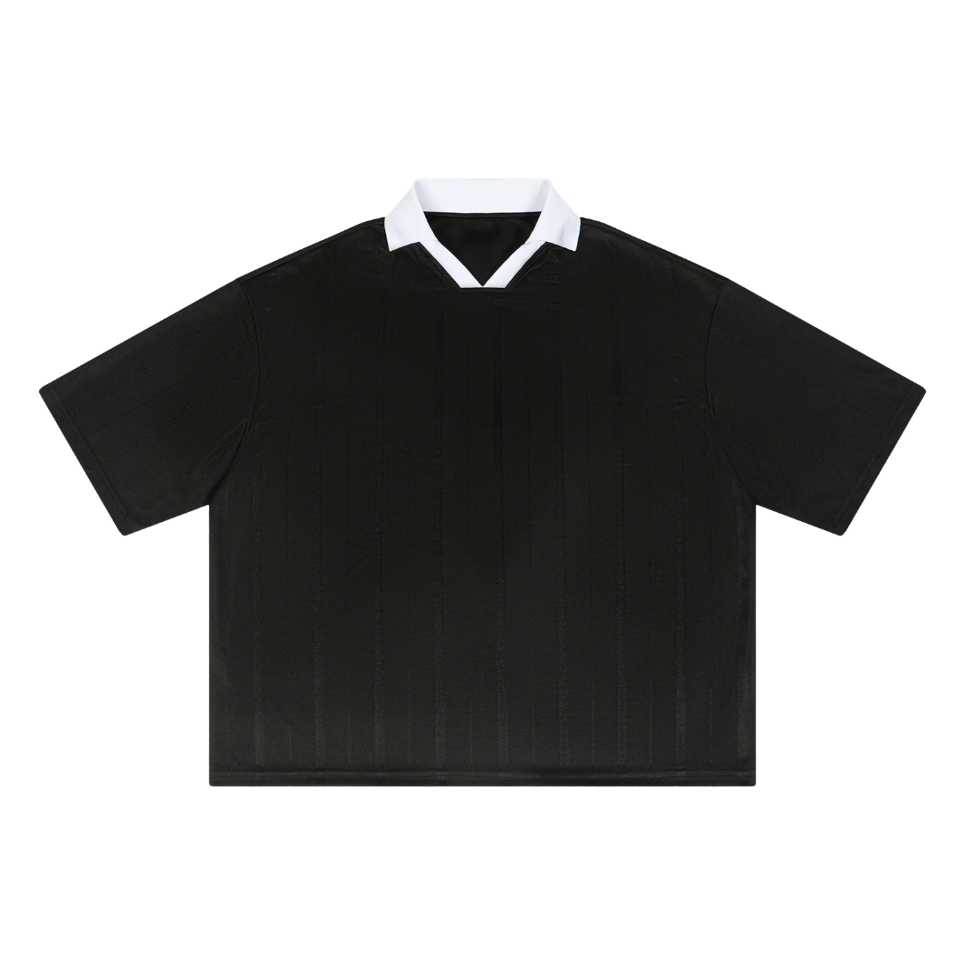 Unisex striped boxy soccer jersey with oversized fit and lapel collar in retro blokecore streetwear style