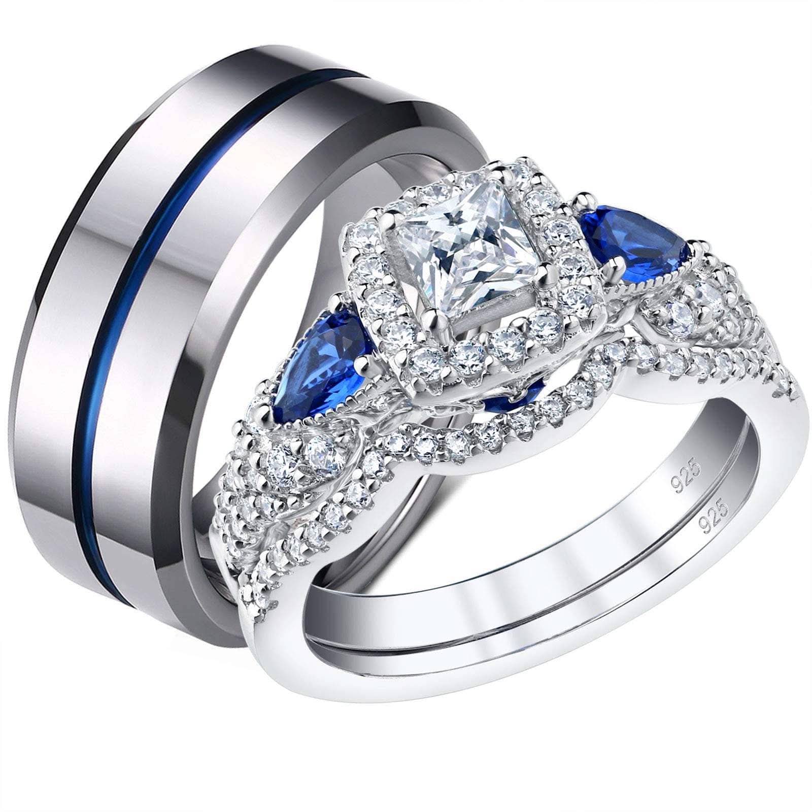 Couples Ring Set -Sterling Silver & Tungsten