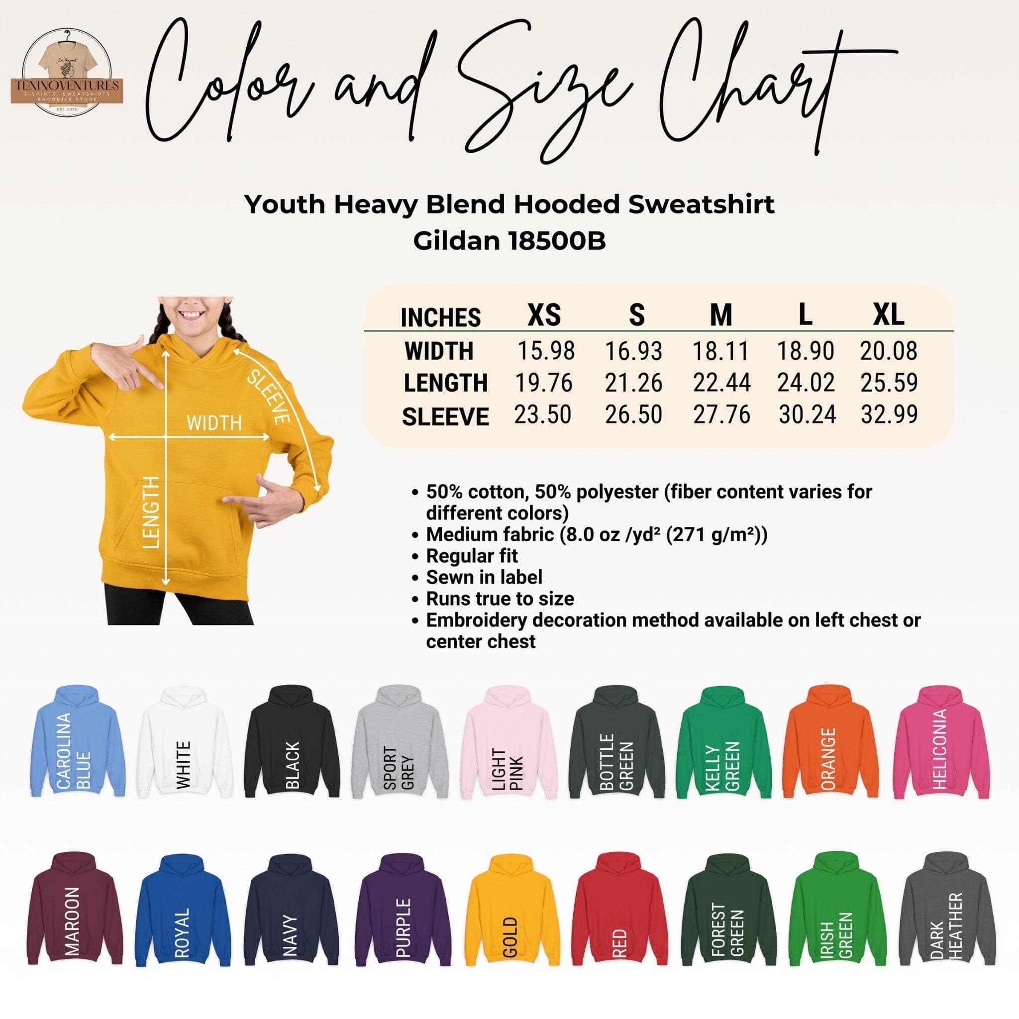 Youth Patchwork Wild Word Hoodie with kangaroo pocket, durable cotton-polyester blend, available in multiple colors and sizes, embroidery option.