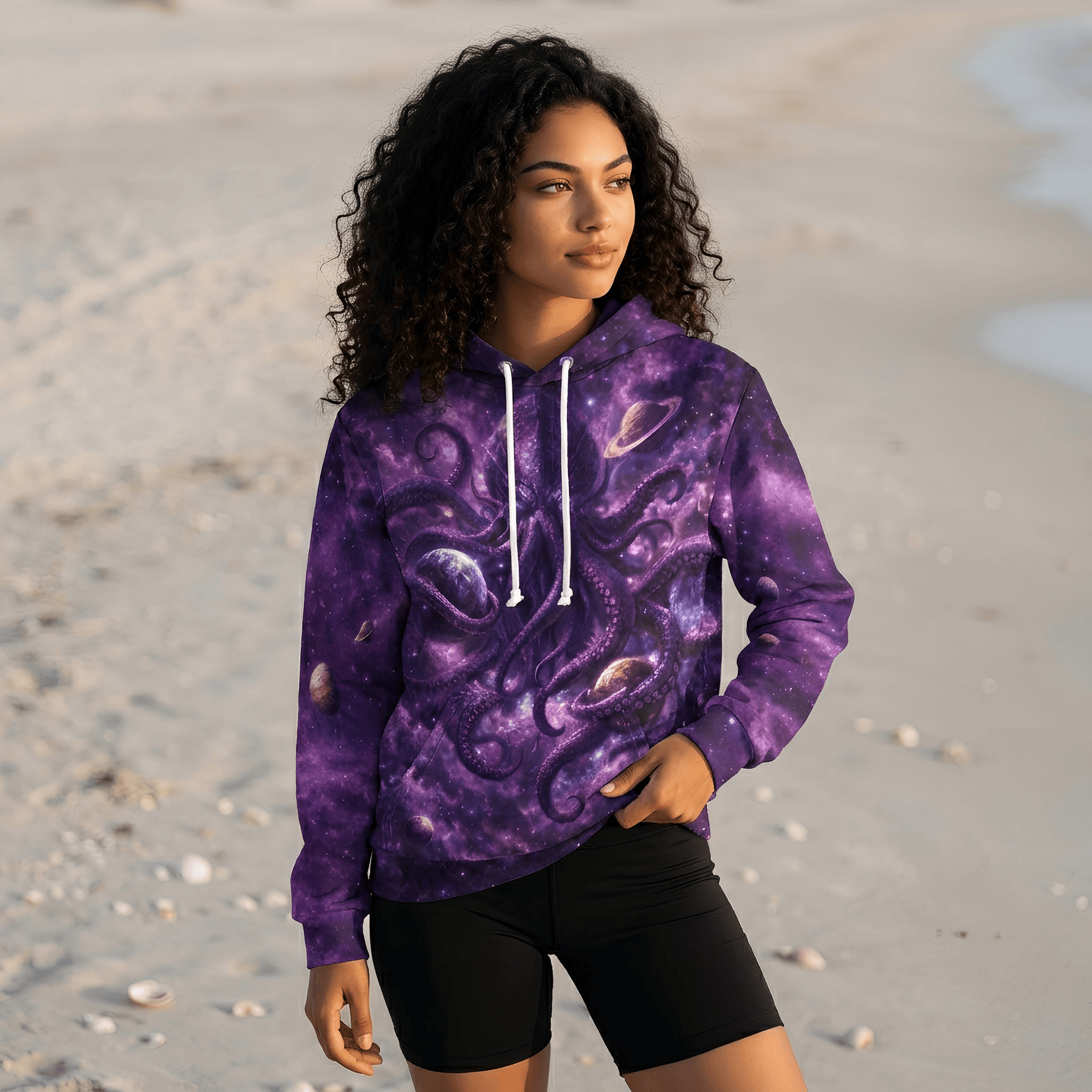 Cosmic Kraken All Over Print Hoodie - Unisex AOP Cotton Sweatshirt