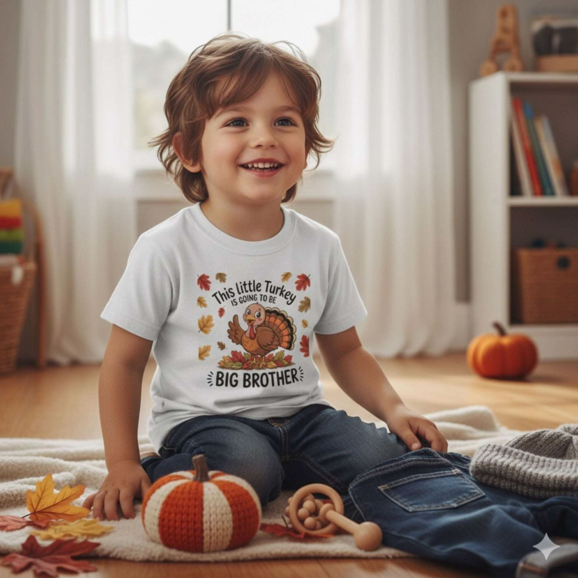 Youth Tee Big Brother Thanksgiving announcement shirt for kids with festive design