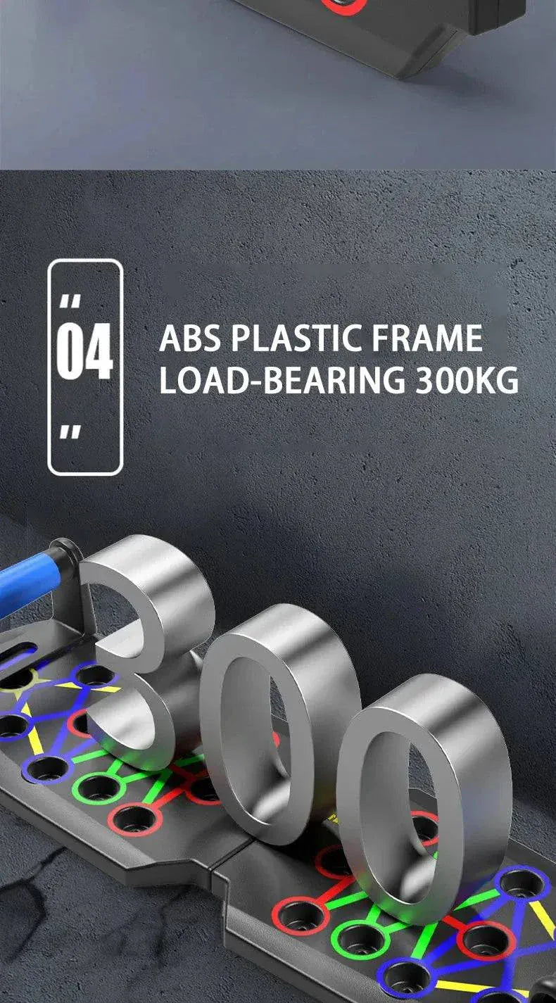 Multifunctional portable push-up board set with color-coded hand positions for full-body workout and easy storage