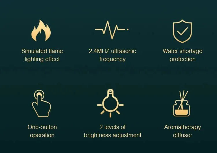 Kinscoter Ultrasonic Aroma Diffuser Air Humidifier with LED flame lamp and essential oil mist