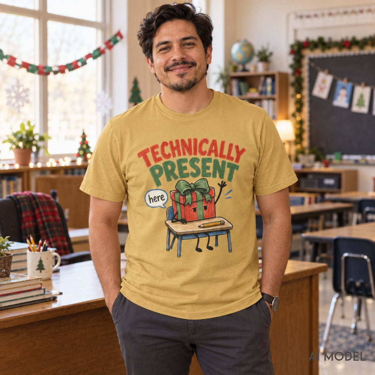 Technically Present Holiday T-Shirt — Funny Christmas Gift Box Graphic Tee