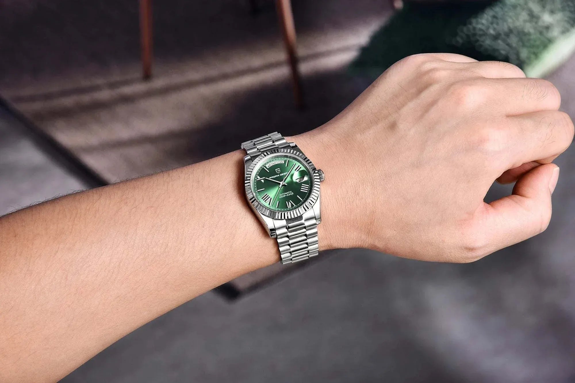 PAGANI DESIGN 36mm luxury automatic watch for men with sapphire glass and mechanical movement