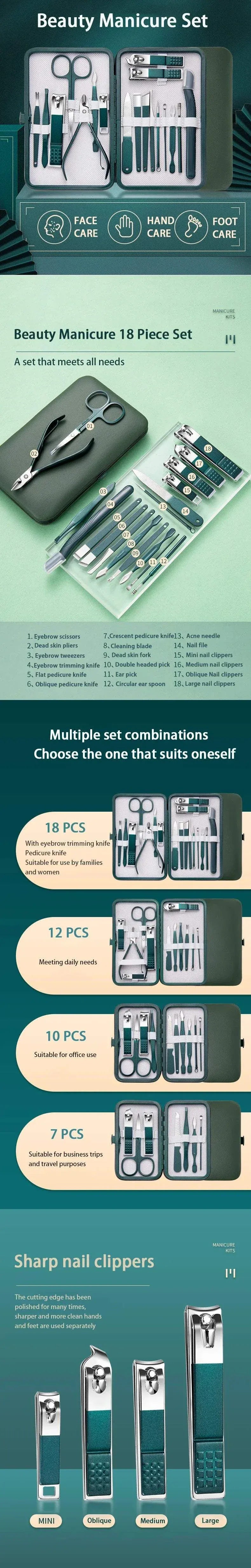 Professional Nail Care Kit - Manicure & Pedicure Set with Travel Case