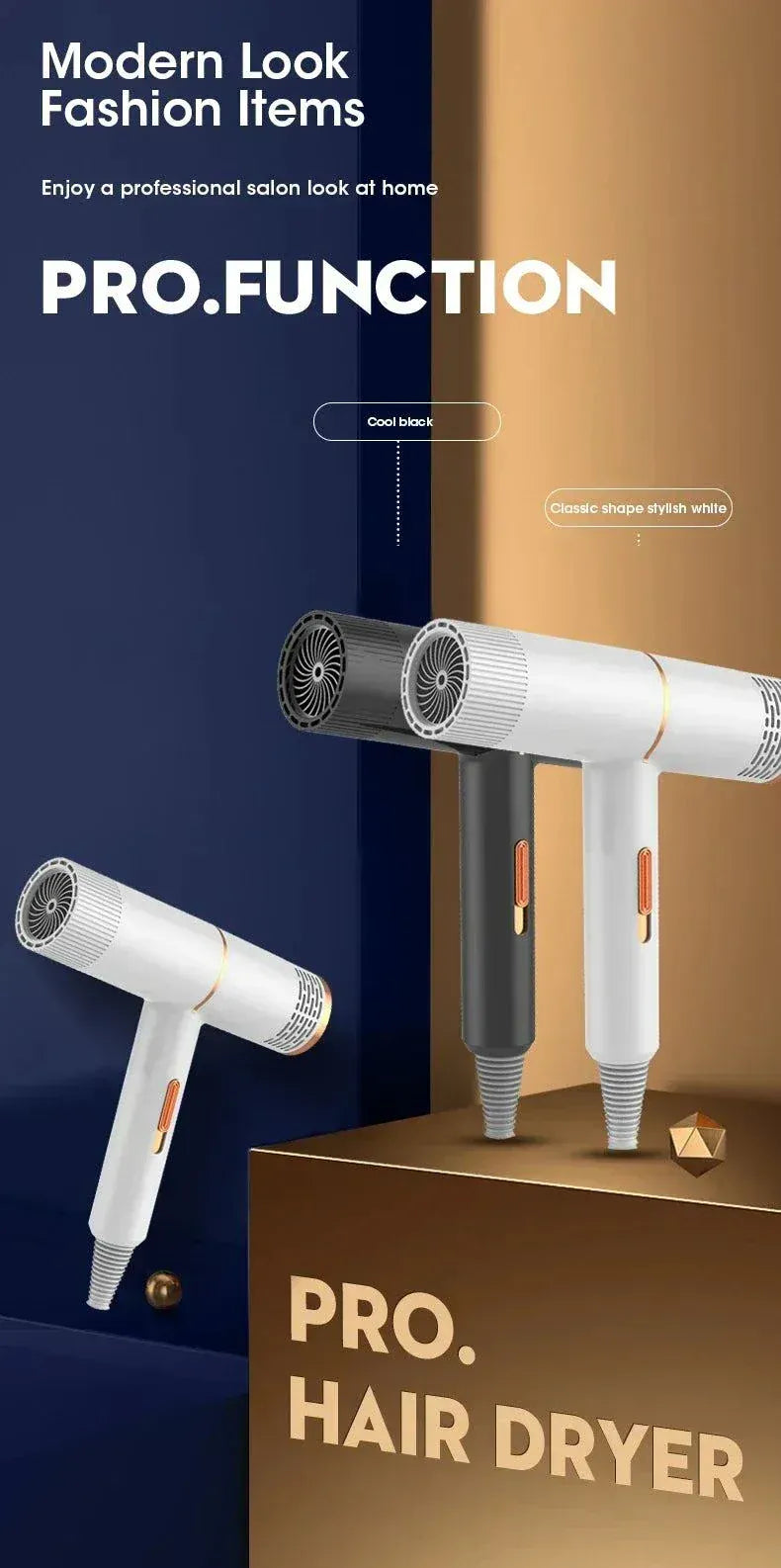 Professional Ionic Hair Dryer with negative ion technology for frizz-free, shiny hair and fast drying