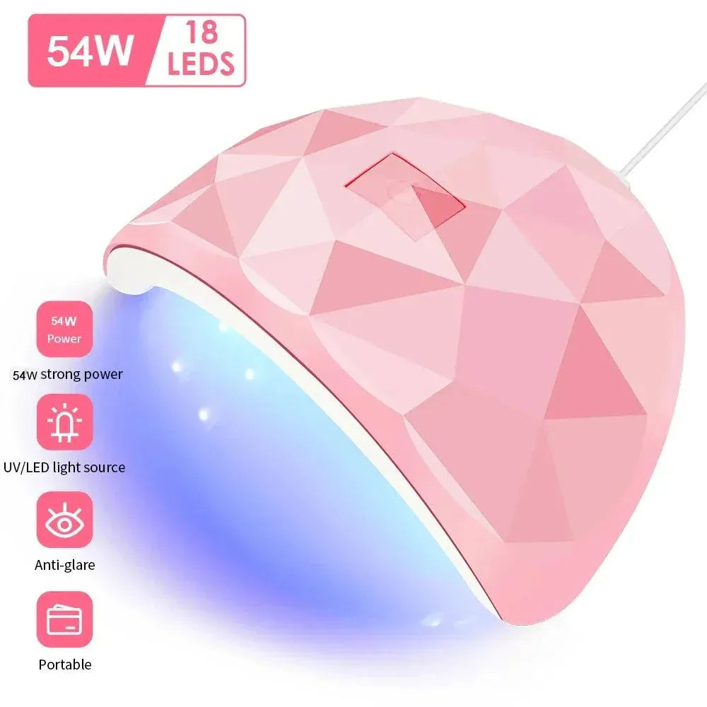 54W USB UV LED nail gel lamp with automatic sensor and compact design