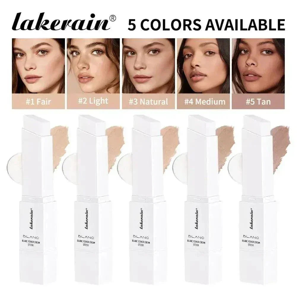 Two-in-one color-changing foundation stick blending foundation and concealer with natural, lightweight coverage and hydrating formula