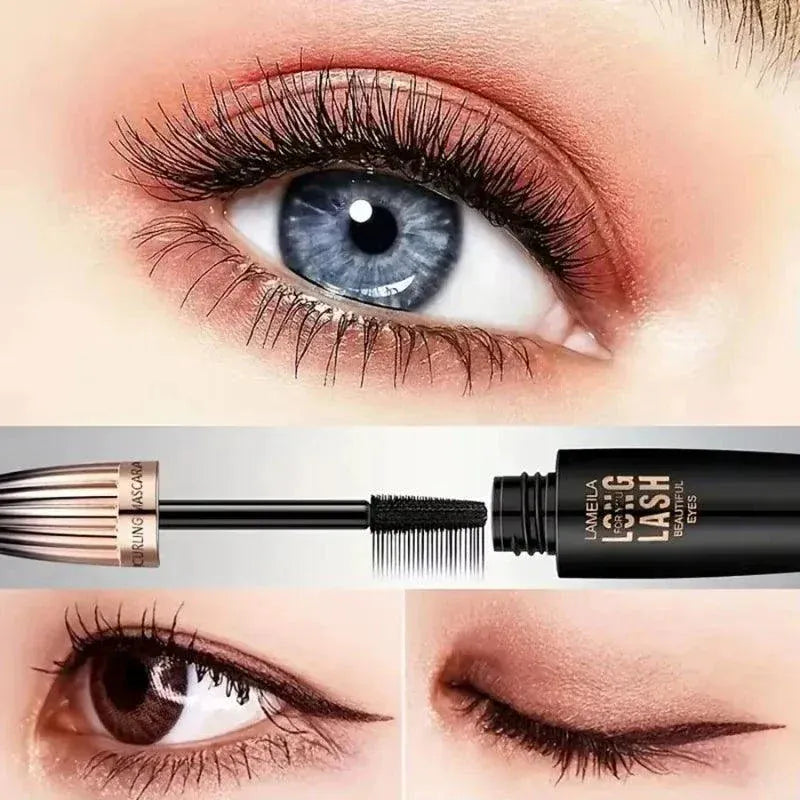 Waterproof 4D volumizing mascara with bold, long-lasting, smudge-proof lashes and plumping effect