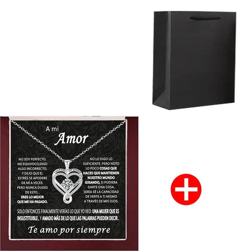 Heart shaped Necklace - Double Layered Heart Pendant Gift for Her.