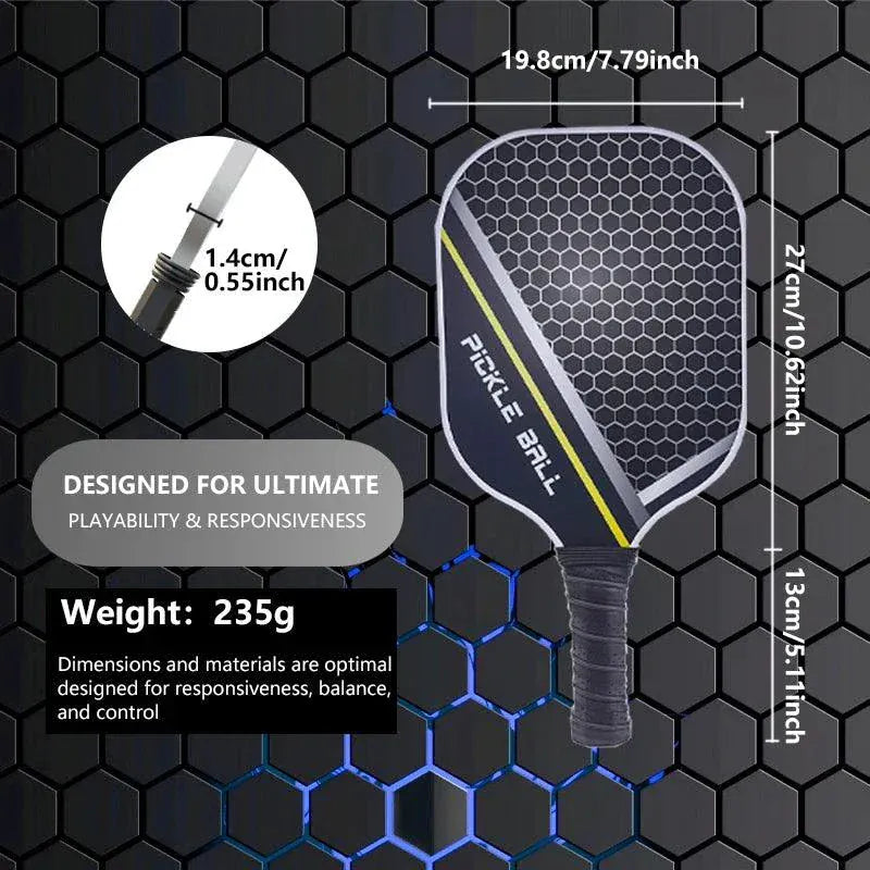 Pickleball Paddles Set of 2, Carbon Fiber Surface (CHS), Polypropylene Honeycomb Core, Anti-Slip Sweat-Absorbing Grip, 4 Pickleb