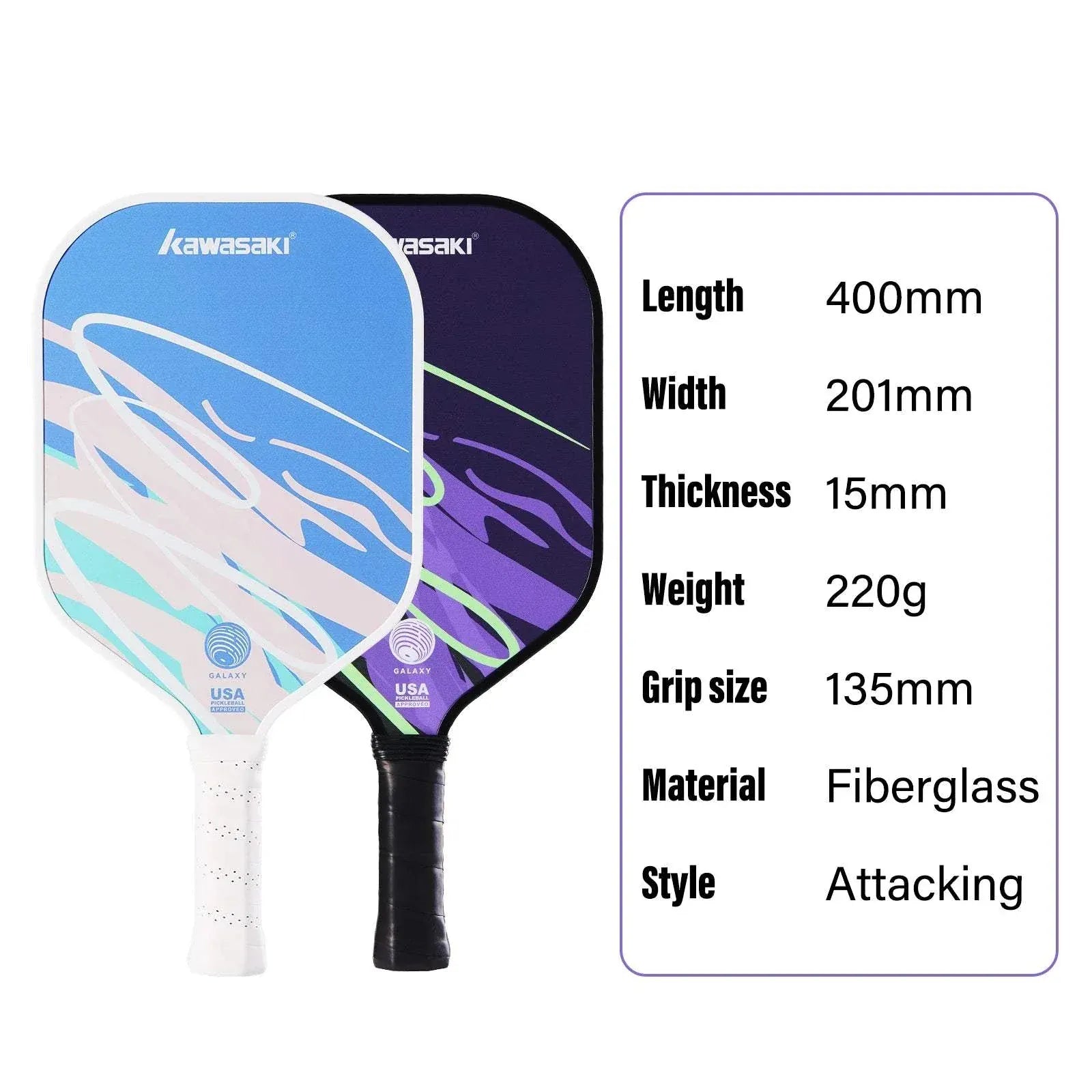 Kawasaki Pickleball Paddle Durable PP Honeycomb Core Fiberglass Surface Pickle Ball For Men Women Beginners