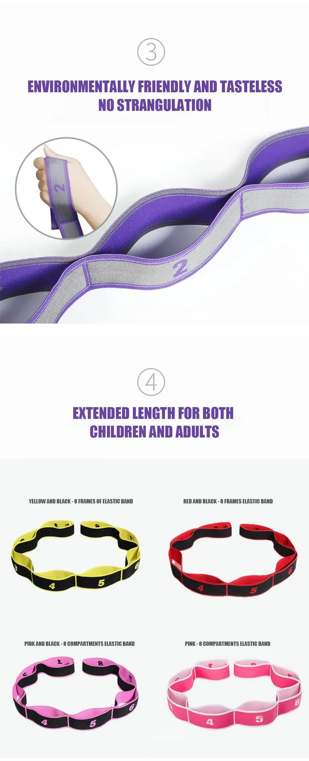 Multi-section Yoga Resistance Bands for strength training and flexibility workouts