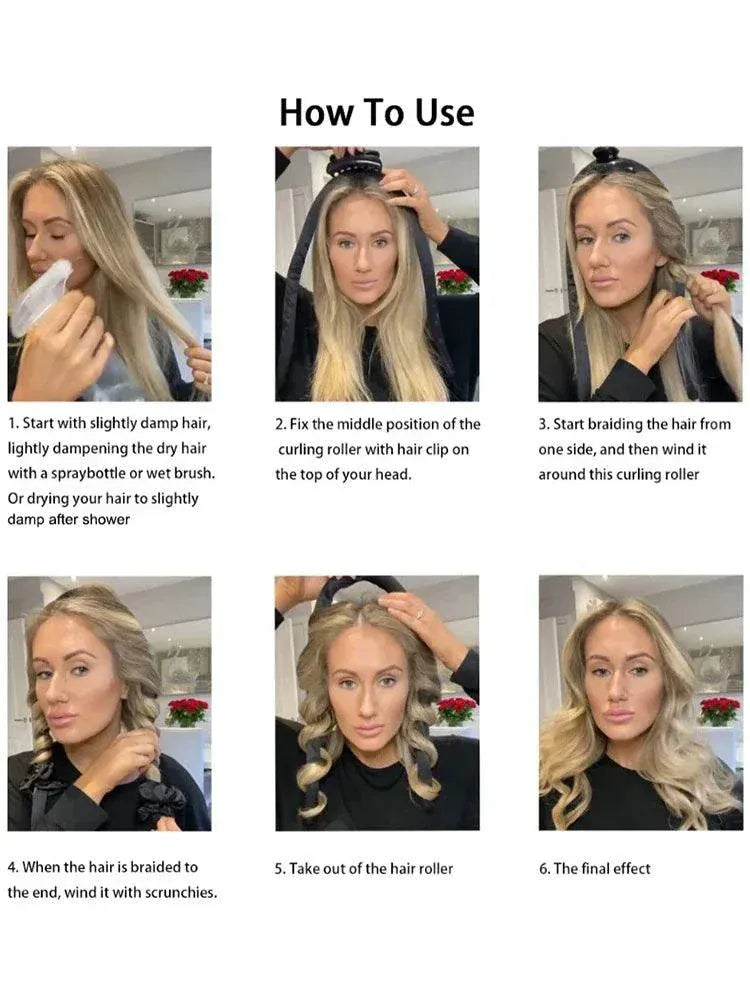 Hair Curler for Big Wave and Lazy Curl Styling -No Heat Foam Iron Tool