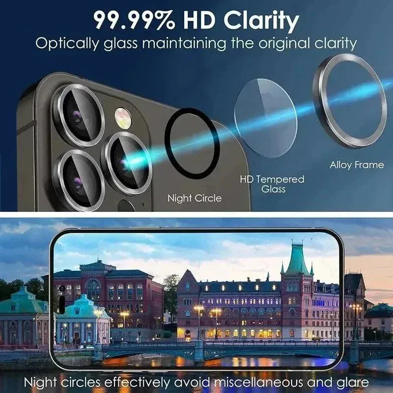 Metal Ring Camera Lens Protector – 2/3-Pcs Glass Cover for iPhone.