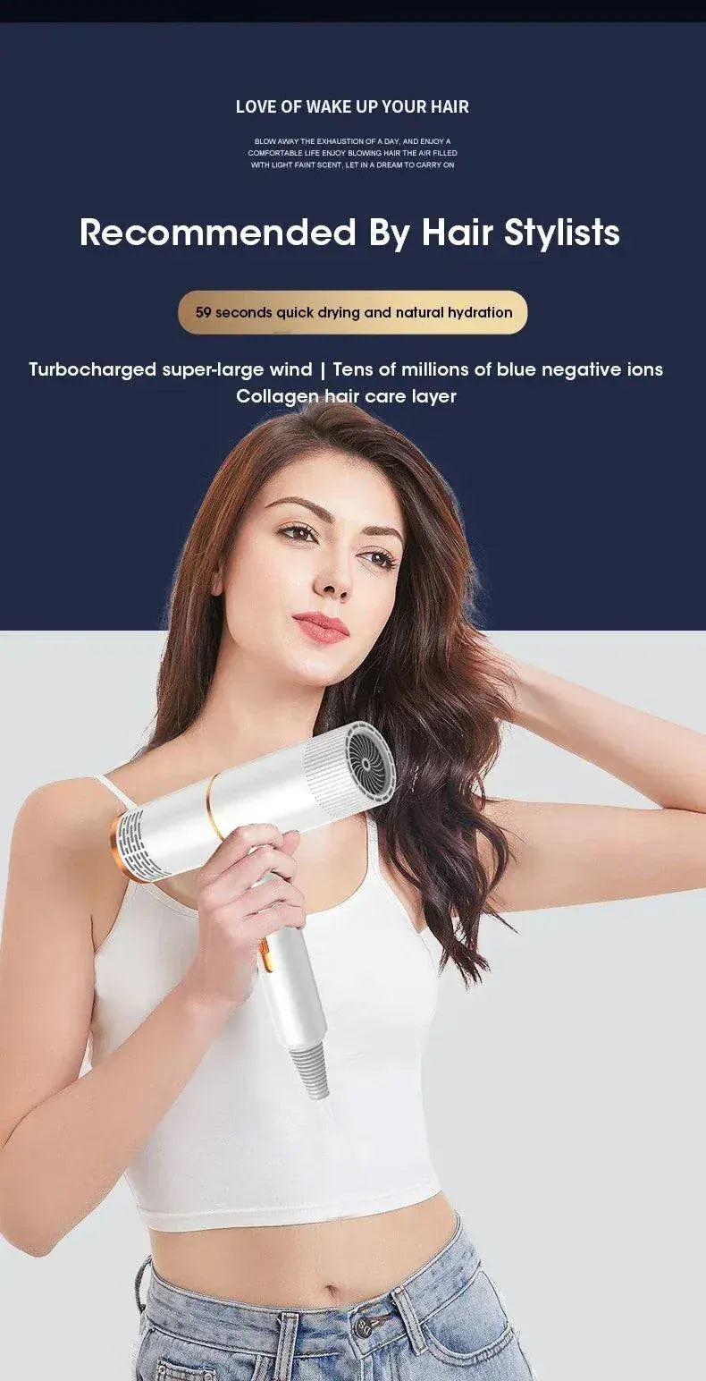 Professional Ionic Hair Dryer by Teninoventures with strong airflow, negative ion technology, ergonomic design, and hot/cold settings for salon-quality results