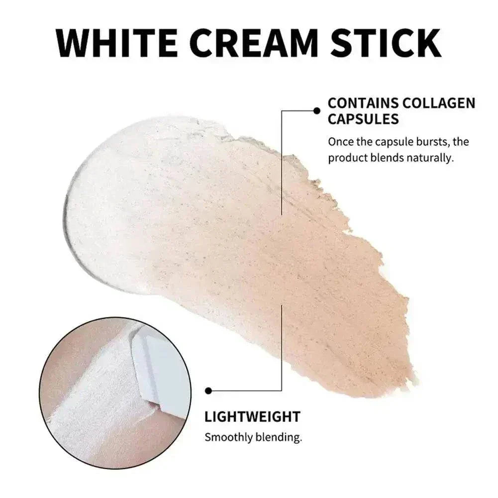 Two-in-one color-changing foundation stick blending foundation and concealer for natural, lightweight coverage