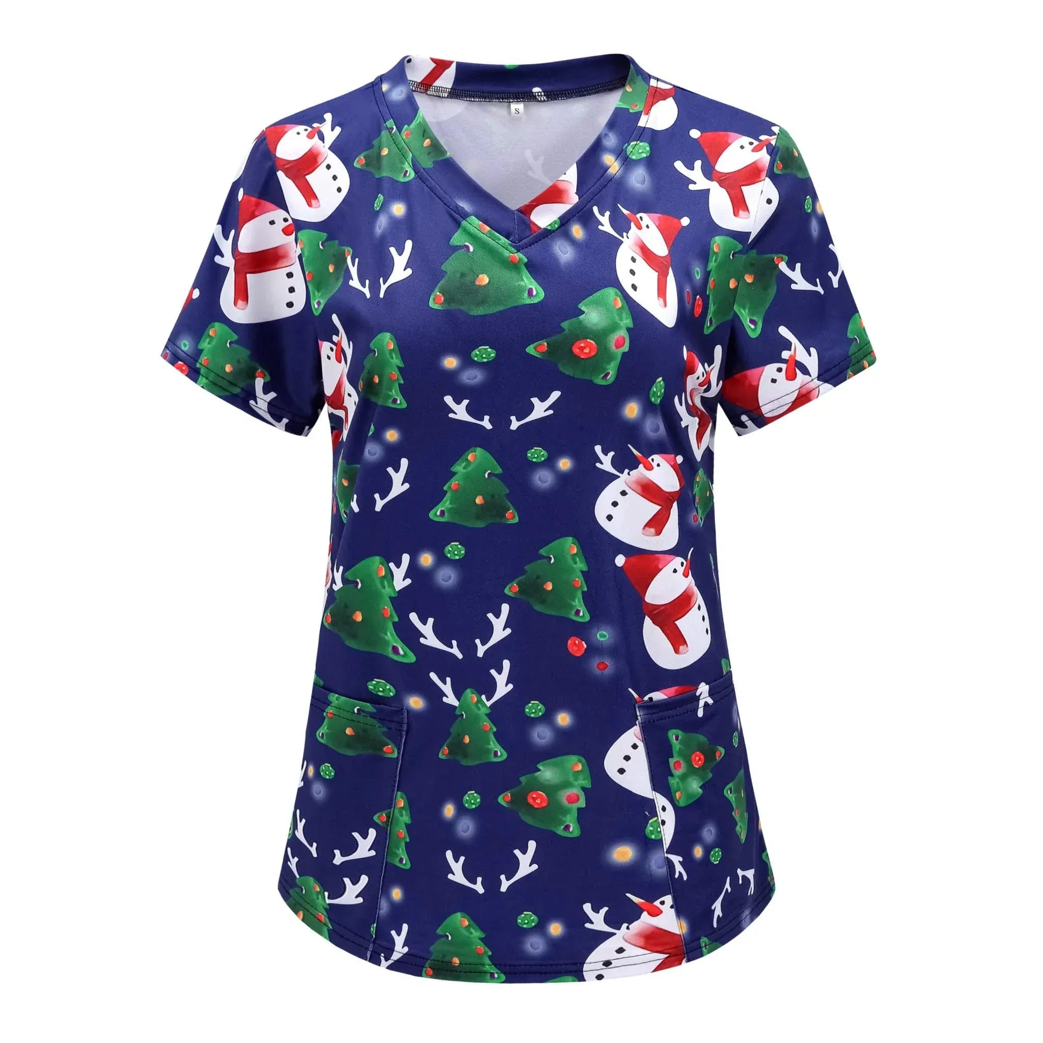 Women’s Valentine Heart Nurse-Style T-Shirt with heart print and V-neck, perfect Valentines Day Clothes for casual wear