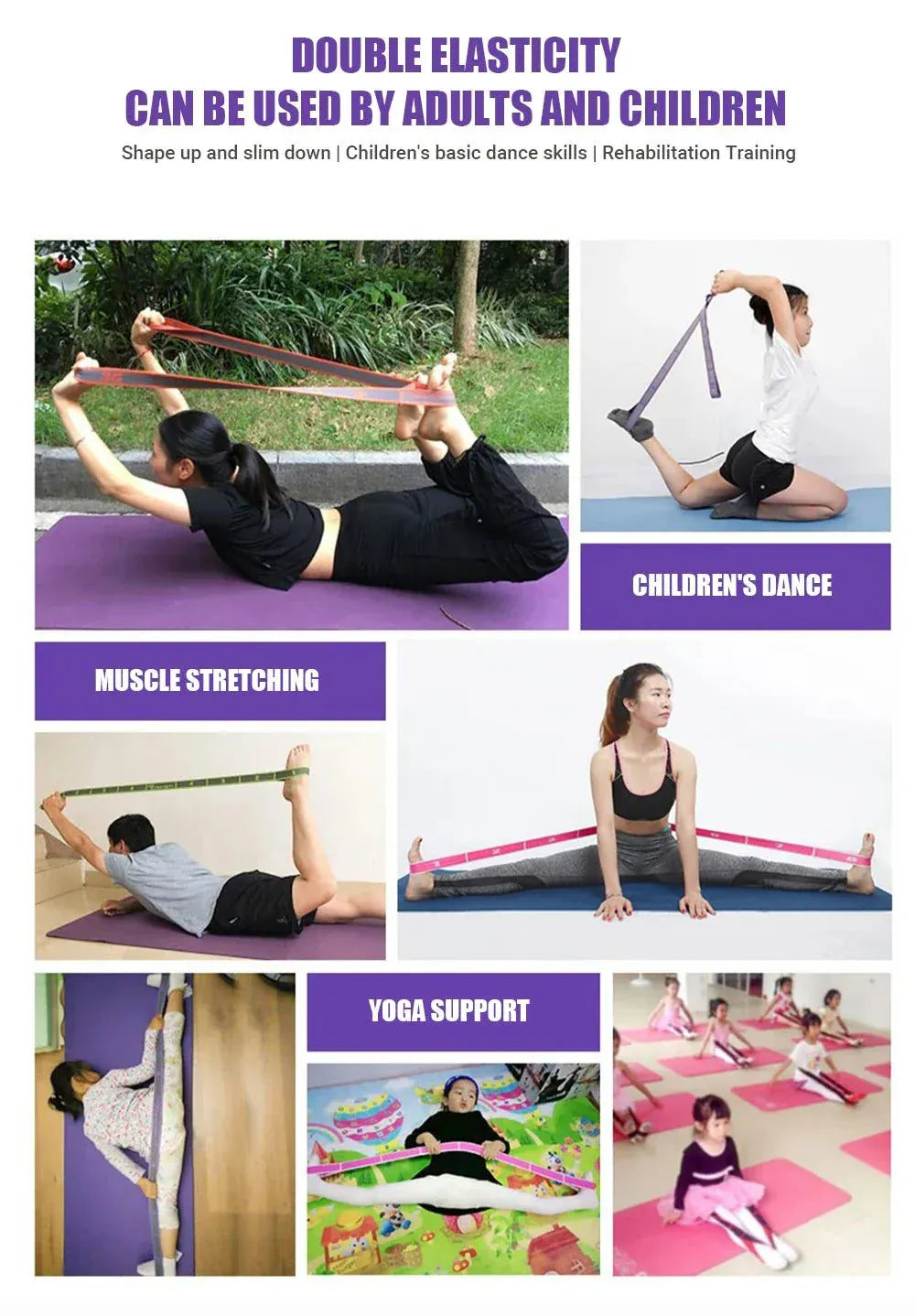 Multi-section durable yoga resistance bands for full-body workouts and stretching