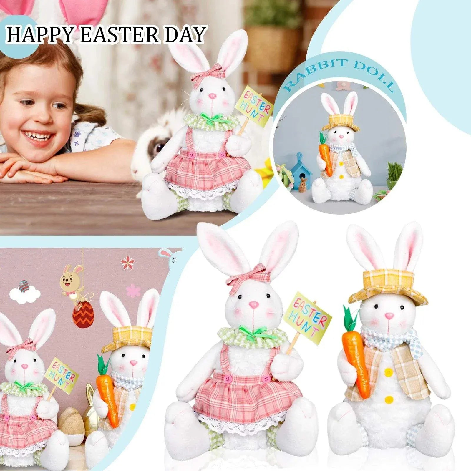 Easter Bunny Decorations - Handmade Swedish Gnome Dolls for Spring.