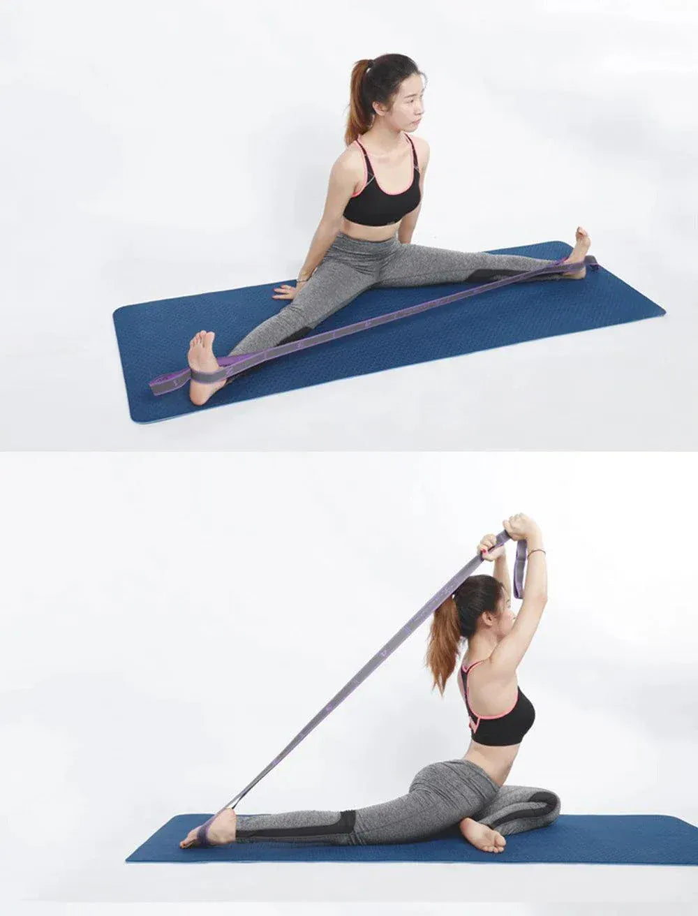 Multi-section yoga resistance bands for full-body workouts and flexibility improvement
