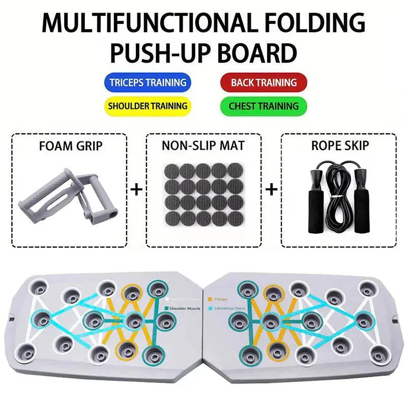 Multifunctional portable push-up board set with color-coded positions for targeted muscle workouts and easy storage