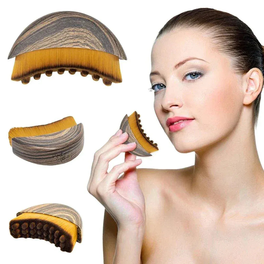 Portable dry facial brush with soft bristles for lymphatic massage and face sculpting