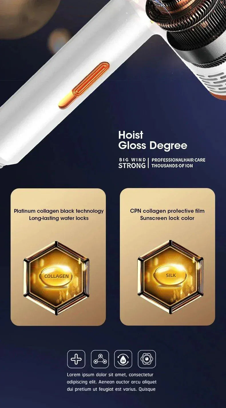 Professional ionic hair dryer with ergonomic design and advanced frizz-reducing technology