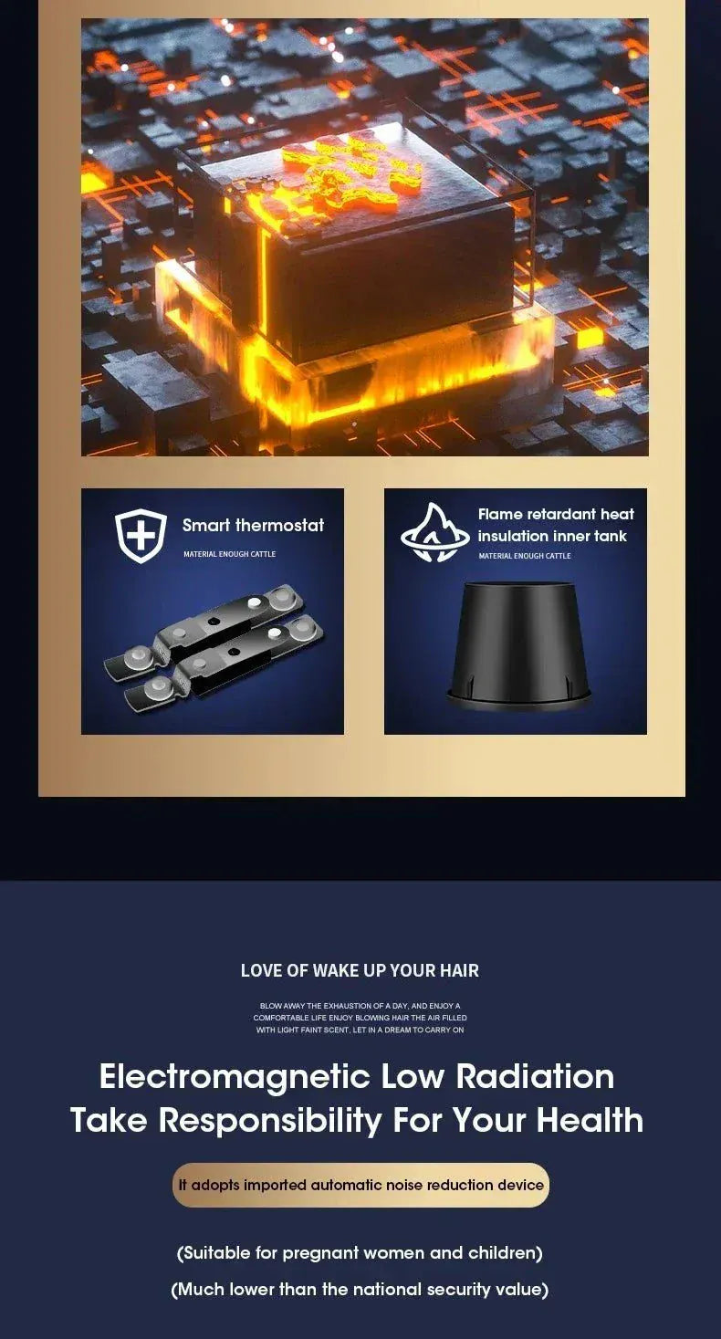 Professional Ionic Hair Dryer with strong airflow, negative ion technology, ergonomic design for smooth, frizz-free hair