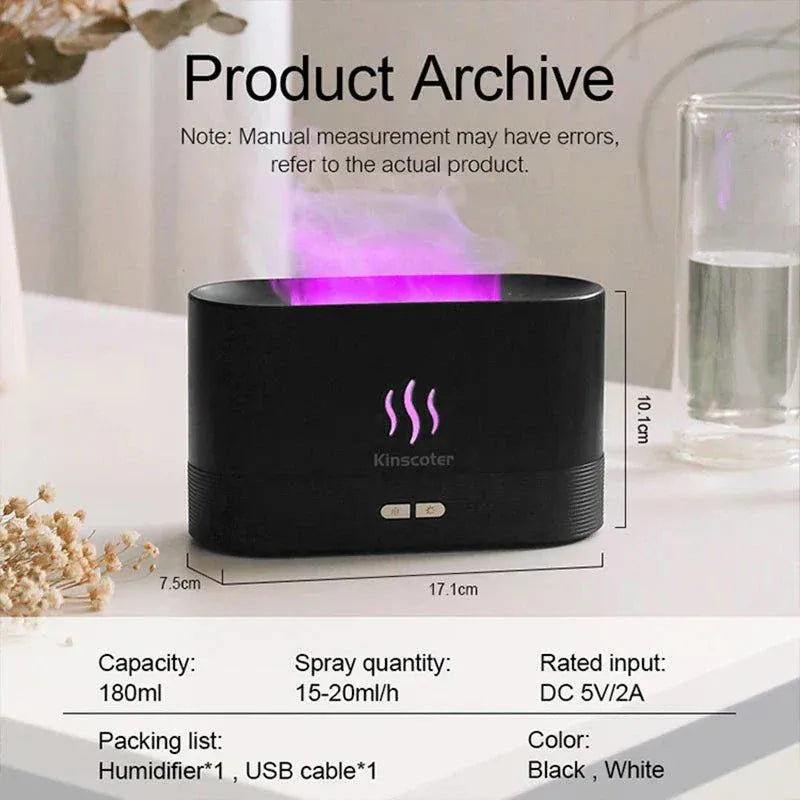 Kinscoter Ultrasonic Aroma Diffuser Air Humidifier with LED flame lamp and essential oil aroma therapy