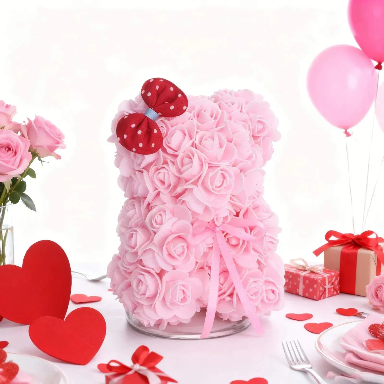 2026 Valentine Day Rose Bear made of soft foam roses, perfect romantic gift for Valentine's Day and anniversaries