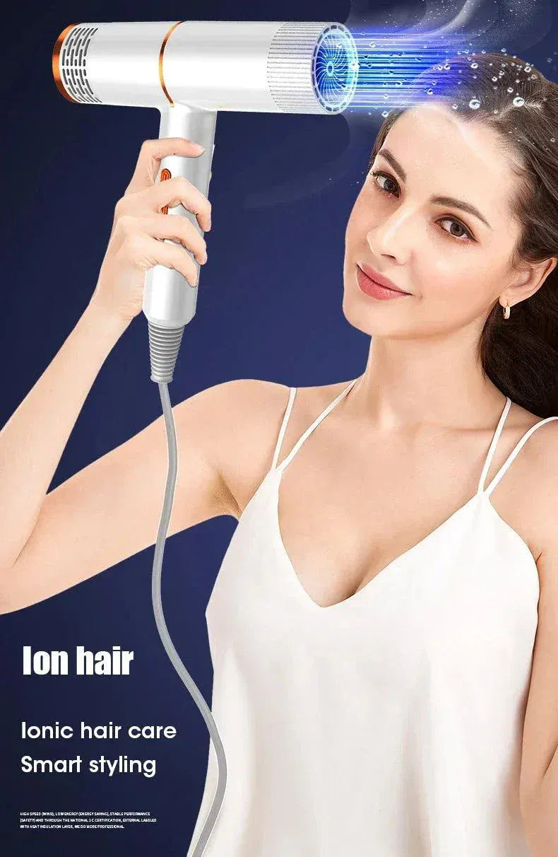 Professional ionic hair dryer with ergonomic design and advanced negative ion technology for smooth, frizz-free hair
