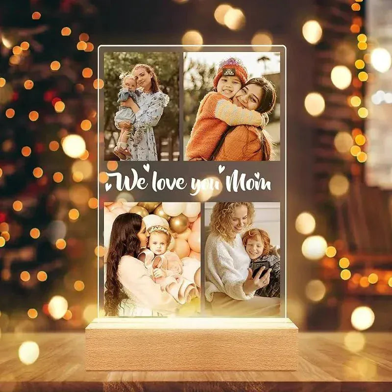 Custom Photo Love Frame personalized LED acrylic picture frame with romantic photo and message for boyfriend Valentine's gift