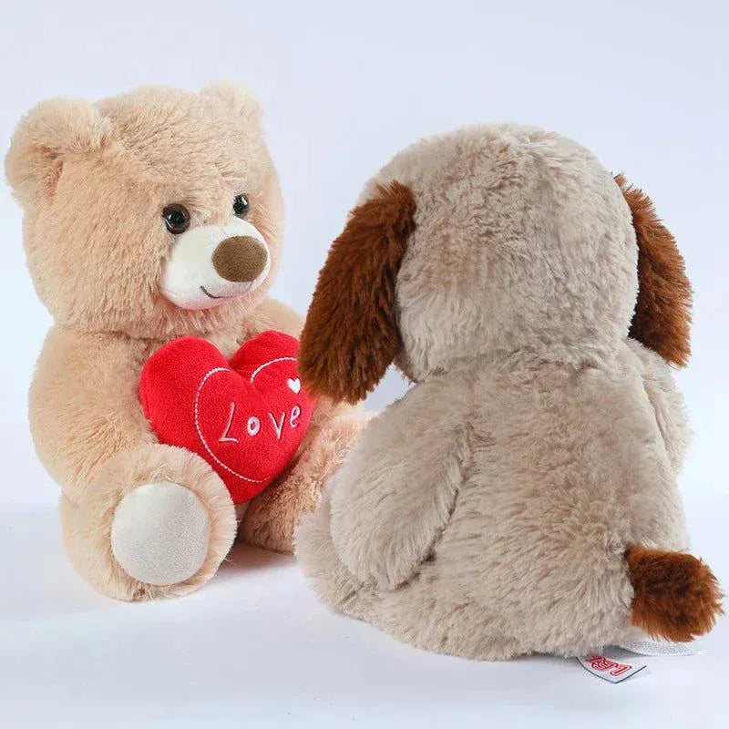 25CM heart print bear plush toy with red hearts, perfect cute heart bear dog plush toys Valentine’s gift