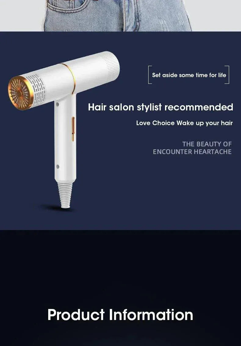 Professional hair dryer with ionic technology for fast drying, frizz reduction, and smooth, shiny hair