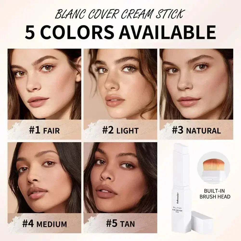 Two-in-one color-changing foundation stick with hydrating formula for natural, buildable coverage and flawless finish