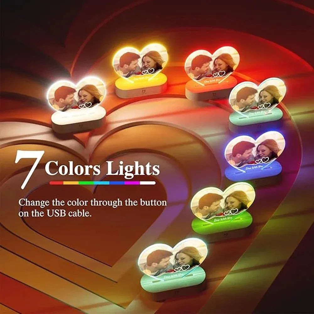 Personalized LED acrylic picture frame with photo and LED light, perfect Valentine's Day gift for boyfriend