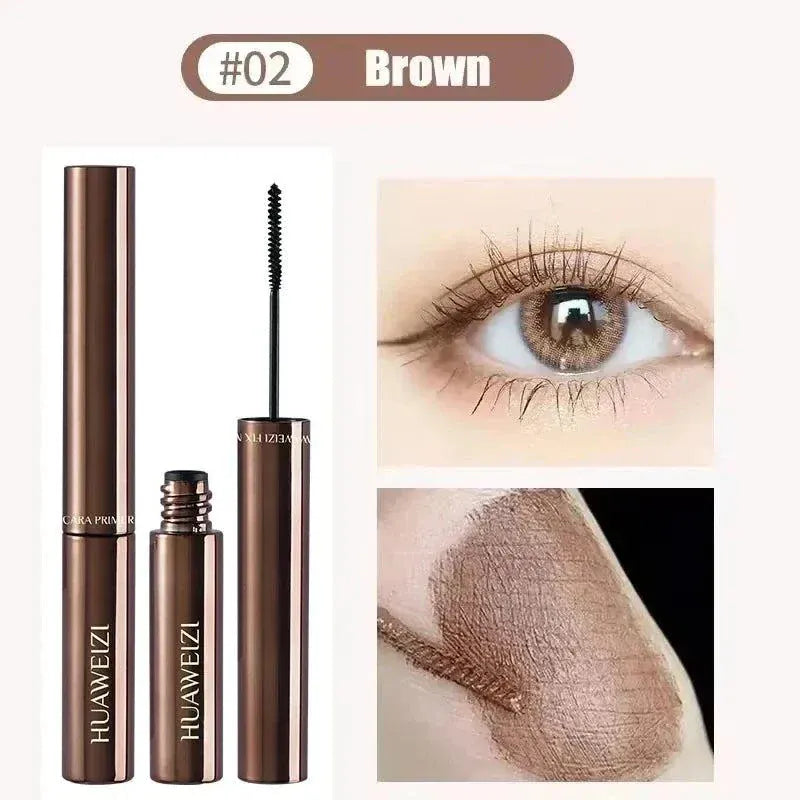 Waterproof 4D mascara tube with bold, volumized lashes on model's eyes