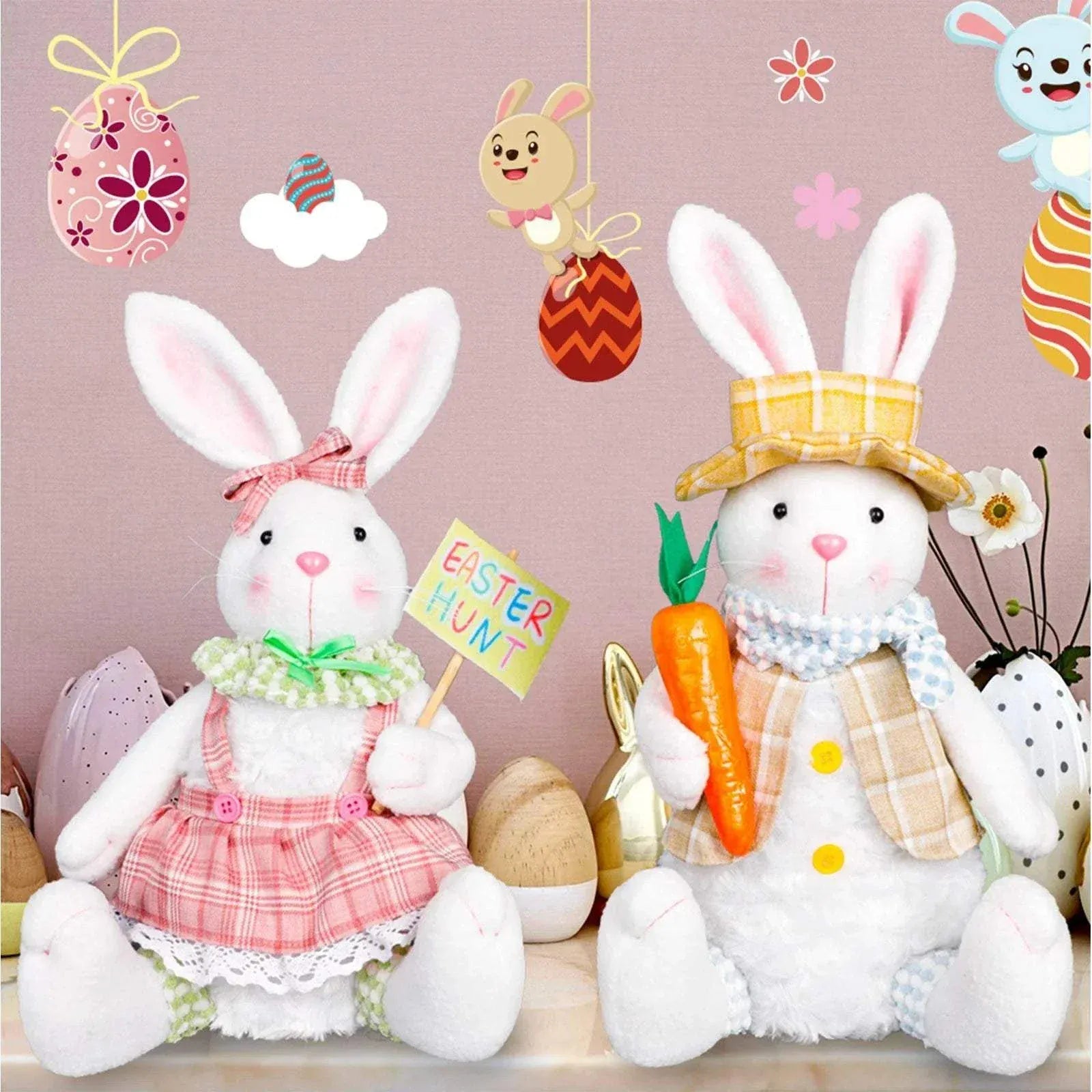 Easter Bunny Decorations - Handmade Swedish Gnome Dolls for Spring.